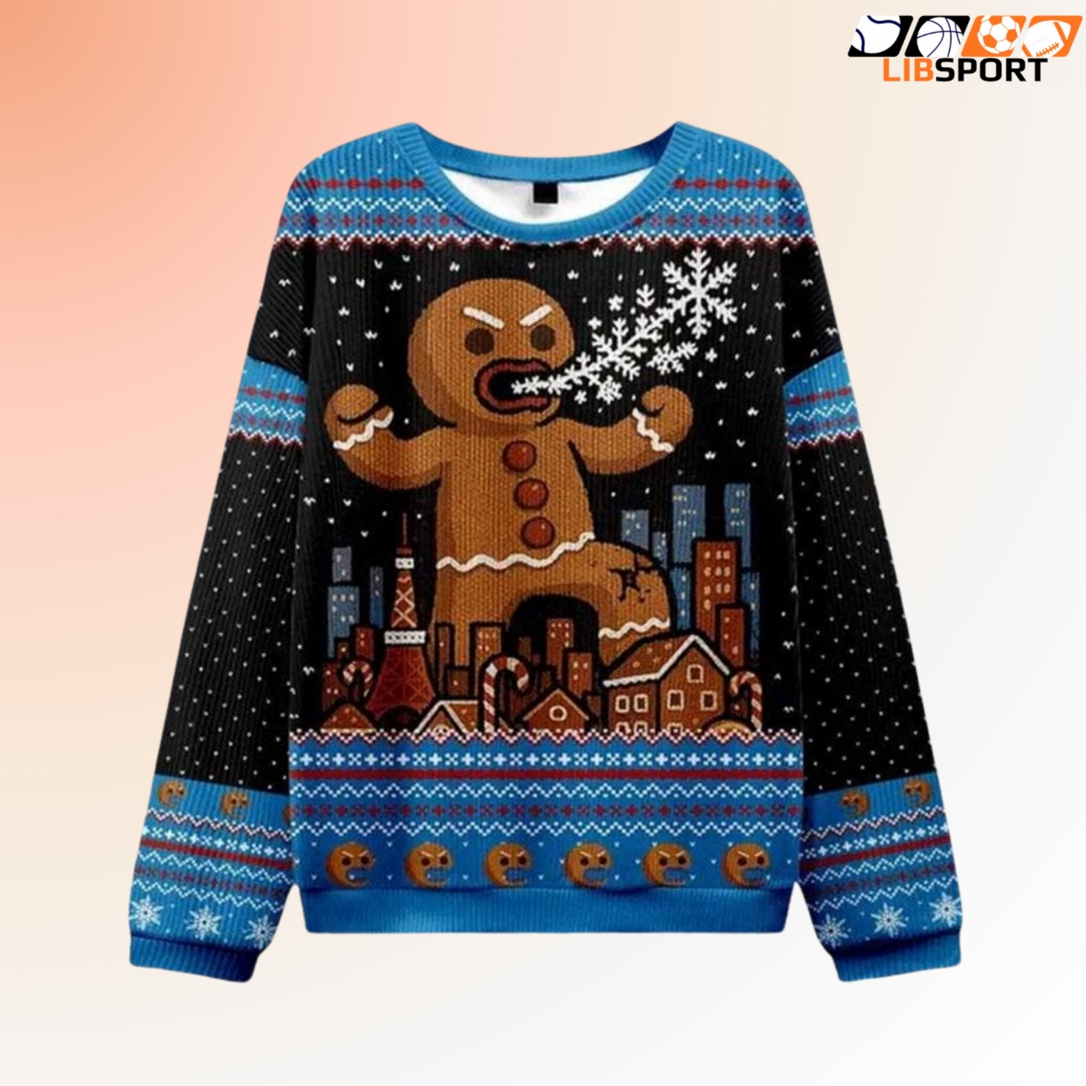 Gingerbread Monster Christmas Sweatshirt, Funny Kaiju Holiday Jumper, Giant Gingerbread Man Gift